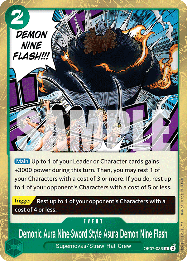 OP [EN] OP07 036 DEMONIC AURA NINE-SWORD STYLE ASURA DEMON NINE FLASH (RARE)