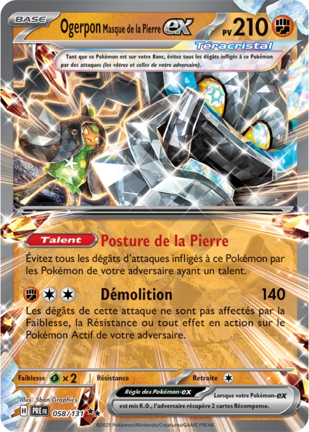 EV08.5 [FR] PRE 058 OGERPON MASQUE DE LA PIERRE EX TERACRISTAL (DOUBLE RARE)