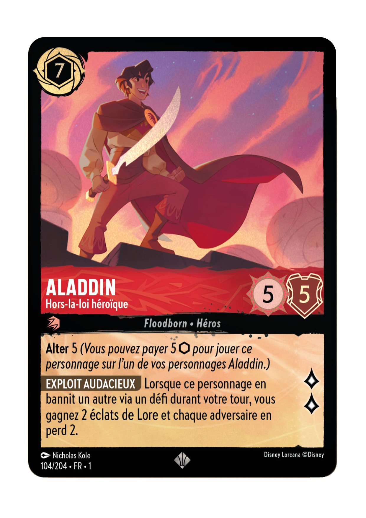 LOR01 [FR] TFC (FOIL) 104 ALADDIN,&nbsp;HORS-LA-LOI HEROIQUE (SUPER RARE)