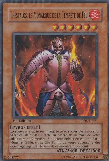 YGO [FR] RDS-FR021 (ED1) THESTALOS, LE MONARQUE DE LA TEMP&Ecirc;TE DE FEU (SUPER RARE)
