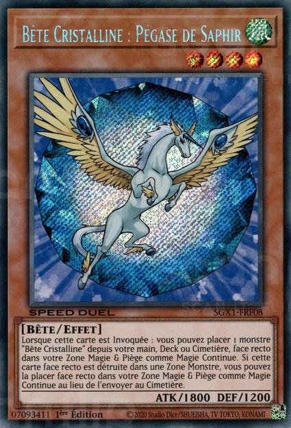 YGO [FR] SGX1-FRF08 BETE CRISTALLINE : PEGASE DE SAPHIR (SECRETE RARE)