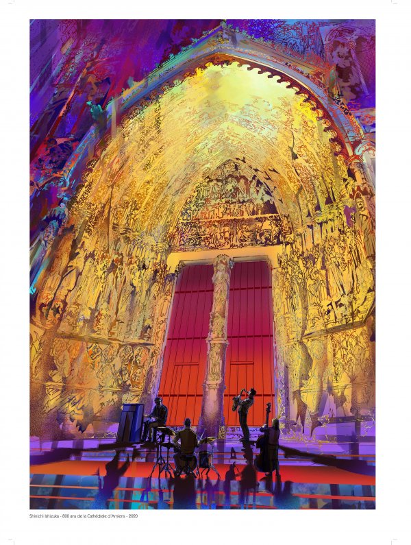 Visuel AFFICHE 800 ANS CATHÉDRALE AMIENS - BLUE GIANT