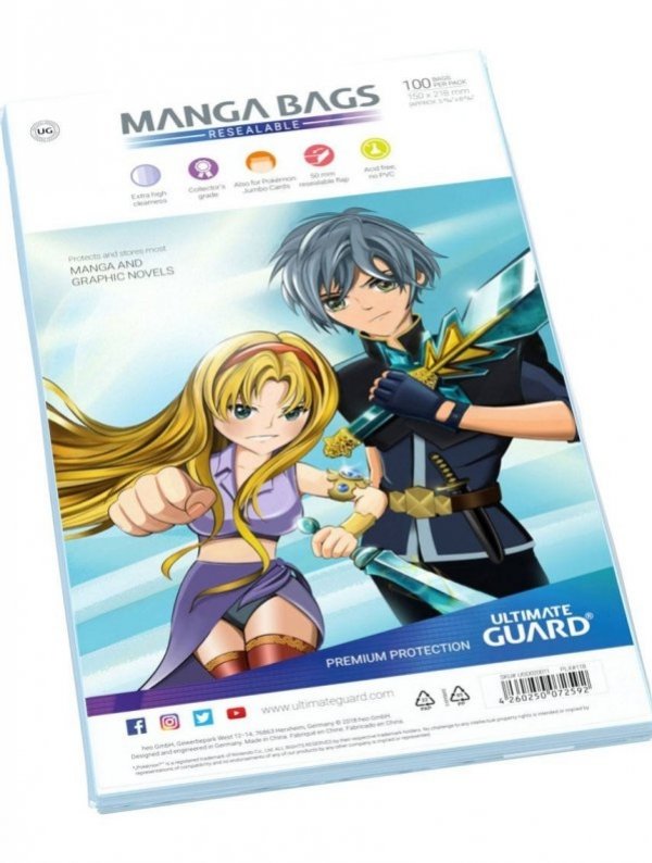Visuel LOT MANGA BAGS REFERMABLES FORMAT 15X21.8 PREMIUM PROTECTION (X10)