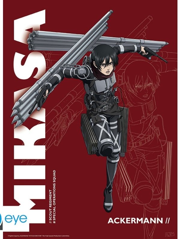 Visuel POSTER L'ATTAQUE DES TITANS "S4 MIKASA" (52X38)