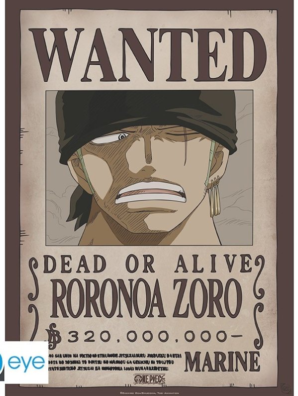 Visuel ONE PIECE POSTER - WANTED ZORRO - 52X38