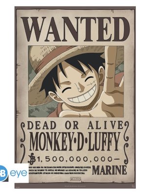 ONE PIECE - POSTER «WANTED LUFFY NEW 2» ROULÉ FILMÉ (91.5X61)