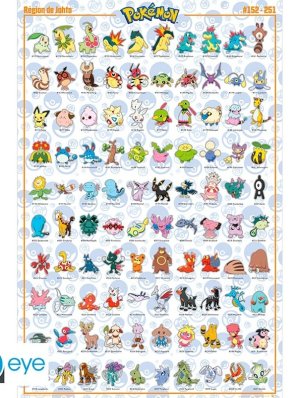 POKEMON - POSTER "JOHTO FRANCAIS" ROULE FILME (91.5X61)