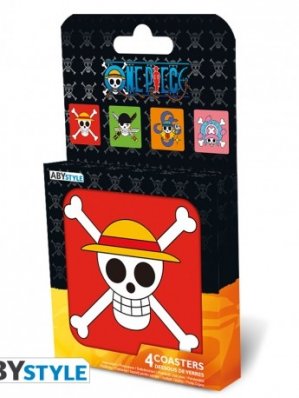 ONE PIECE - SET 4 DESSOUS DE VERRE "SKULLS"